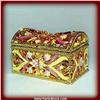 Image 1 : PINK BUTTERFLY FLOWER GOLD & CRYSTALS JEWELRY BOX