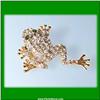 Image 1 : WHITE SWAROVSKI CRYSTALS FROG PIN BROOCH 24K GOLD