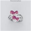 Image 1 : Swarovski Crystals Solid Silver 2 Hearts RING New