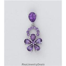 Solid Sterling Silver Amethyst FLOWER PENDANT