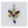 Image 1 : Dragonfly Pendant Silver Garnet Amethyst Peridot