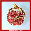 Image 1 : APPLE WORM PIN BROOCH 24K GOLD SWAROVSKI CRYSTALS