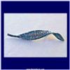 Image 1 : BLUE LEAF PIN BROOCH 24K GOLD SWAROVSKI CRYSTALS