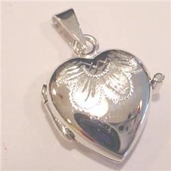 Solid 14K White Gold Heart Locket Italy Engraved 3g