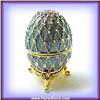 Image 1 : BLUE FABERGE EGG RING BOX GOLD SWAROVSKI CRYSTALS