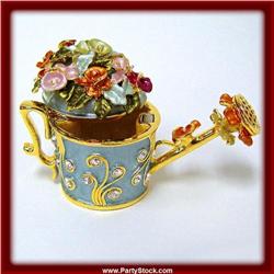 GOLD WATERING CAN SWAROVSKI CRYSTAL GARDEN BOX