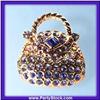 Image 1 : BLUE BAG PURSE PIN BROOCH GOLD SWAROVSKI CRYSTALS