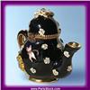 Image 1 : 24K GOLD BLACK TEAPOT SWAROVSKI CRYSTALS BOX