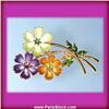 Image 1 : 3 FLOWER PIN BROOCH GOLD CRYSTAL SWAROVSKI