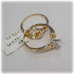 Genuine Diamond Wedding Ring Set Solid 14K Gold Sz. 5