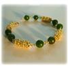 Image 1 : SOLID 14K FILIGREE GOLD GENUINE JADE BRACELET