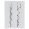 Image 1 : 2.5" Solid 14K Gold DANGLING Earrings 2 TONE