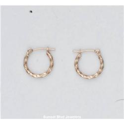 1/2" Solid 14K ROSE Gold HOOPS Earrings NEW RED