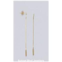 New 3" Solid 14K Gold Dangle Drop Earrings YG