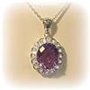 Image 1 : 14K WHITE GOLD 3 CARAT AMETHYST DIAMOND NECKLACE 16"