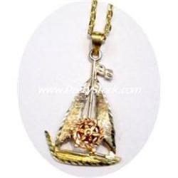 14K GOLD SAILBOAT NECKLACE SAILING BOAT 5G HEAVY