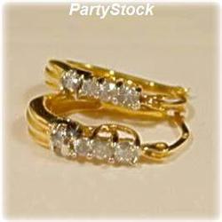 14K GOLD GENUINE DIAMOND HOOPS HUGGIES EARRINGS