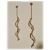 Image 3 : Solid 14K Yellow Gold Dangle Earrings Corkscrew 2"