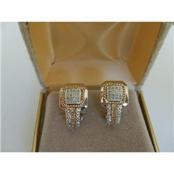 BIG GENUINE DIAMOND 14K GOLD SILVER EARRINGS POSTS