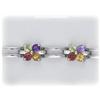 Image 2 : Solid Silver Bracelet Gems Amethyst Peridot