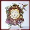 Image 1 : GOLD SWAROVSKI CRYSTALS HUMMINGBIRD FLOWERS CLOCK