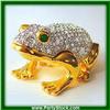 Image 1 : GOLD SWAROVSKI CRYSTAL FROG BOX JEWELRY TRINKET