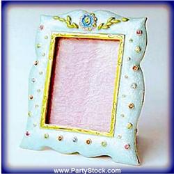 BLUE GOLD SWAROVSKI CRYSTAL PICTURE FRAME 2” X 2”