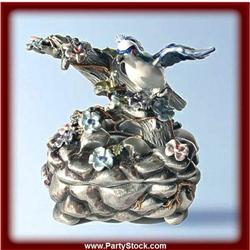 GOLD AUSTRIAN CRYSTAL FLYING BIRD BOX JEWELRY