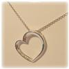 Image 2 : 14K WHITE GOLD HEART REAL DIAMOND NECKLACE PENDANT 16"