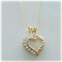 14K YELLOW GOLD DIAMOND HEART PENDANT NECKLACE18"