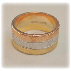 Wide! Solid 14K 3Tone Gold Ring Sz.6 TriColored NEW