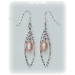 Pearl Earrings Genuine PINK Dangle Drop Dangling NEW