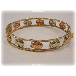 SOLID 14K GOLD BANGLE BRACELET ELEPHANT 11.5G