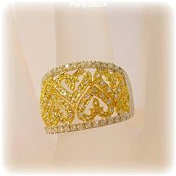 14K GOLD GENUINE DIAMOND RING HEARTS WIDE sz 7