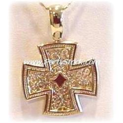 SOLID 14K GOLD MALTESE CROSS CHOPPERS PENDANT