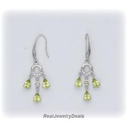 Genuine Peridot Dangle Earring Silver SOLID