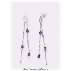 Genuine Amethyst DANGLING Earring DANGLE LONG