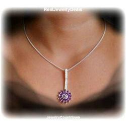 Genuine Amethyst PENDANT Sterling Silver SOLID