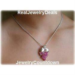 BIG Genuine Amethyst GRAPES Pendant SILVER NEW