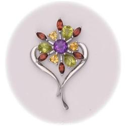 Necklace Amethyst Citrine Garnet Silver SOLID