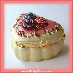 GOLD SWAROVSKI CRYSTAL HEART SHAPED BOX JEWELRY