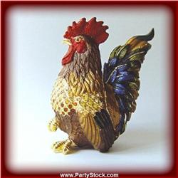 GOLD SWAROVSKI CRYSTALS ROOSTER BOX JEWELRY
