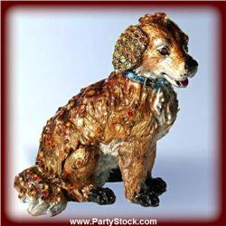 NEW CRYSTAL DOG PUPPY GOLD COCKER SPANIEL BOX JEWELRY