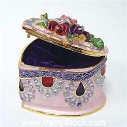 GOLD SWAROVSKI CRYSTALS HEART BOX JEWELRY