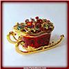 Image 1 : CHRISTMAS SLEIGH GOLD CRYSTALS BOX JEWELRY