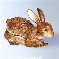 GOLD SWAROVSKI CRYSTAL BUNNY RABBIT BOX JEWELRY NEW