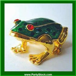 GOLD SWAROVSKI CRYSTALSFROG BOX JEWELRY