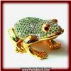 Image 1 : GOLD SWAROVSKI CRYSTAL BOX JEWELRY GREEN TOAD