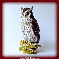 OWL GOLD SWAROVSKI CRYSTALS BOX JEWELRY TRINKET