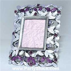 1" PHOTO FRAME GOLD SWAROVSKI CRYSTALS PURPLE